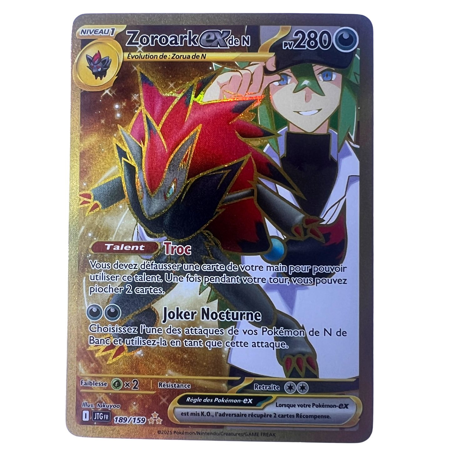 Zoroark EX de N 189/159 Gold Secret Rare - EV09 VF Pokémon Carte Ultra Rare