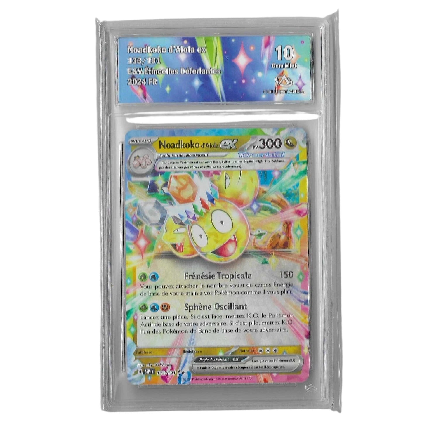 Noadkoko d'Alola ex 133/191 FR CollectAura 10 Gem Mint Pokémon Étincelles 2024