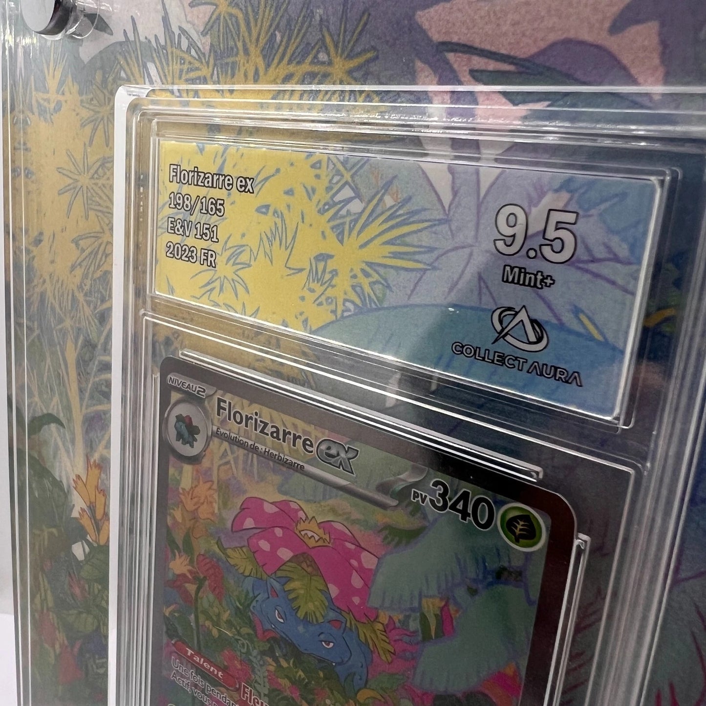 Florizarre EX Alt 198/165 Pokémon 151 EV3.5 - Gradé 9.5 Collect’Aura + Cadre